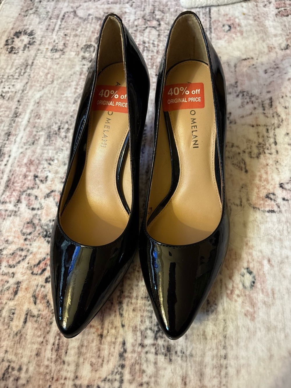 ANTONIO MELANI Black Patent Pointed-Toe Pumps